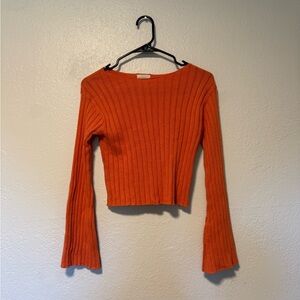 Hippie Rose Orange Long Sleeve Ribbed Top